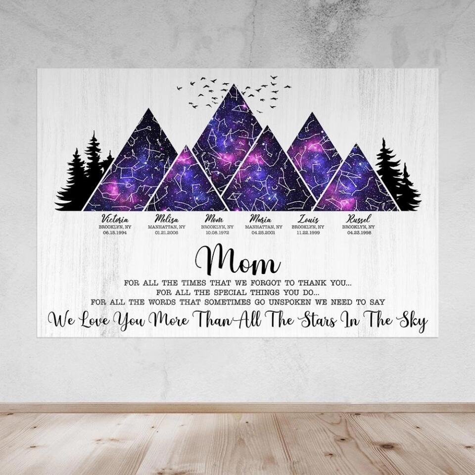 Mom We Love You More Than All The Stars In The Sky Custom Canvas Poster Gift For Mom
