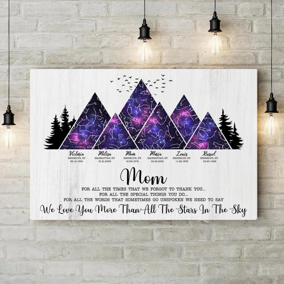 Mom We Love You More Than All The Stars In The Sky Custom Canvas Poster Gift For Mom