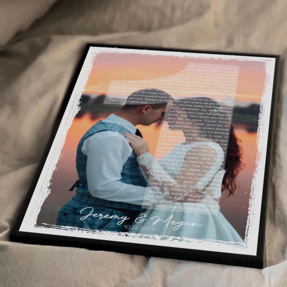 Custom Photo And Favorite Song Lyrics Custom Canvas Poster 1 Year Anniversary Gift For Couples