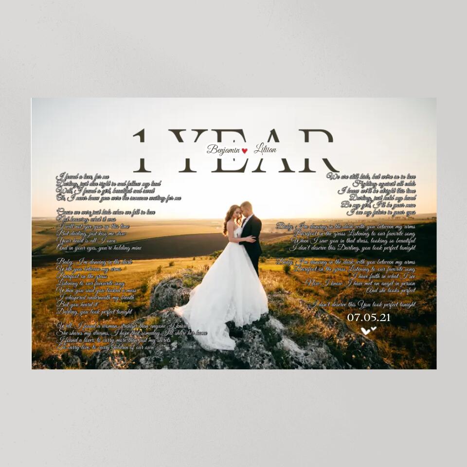 Happy Anniversary Favorite Song Lyrics Custom Canvas Poster Gift For Couples