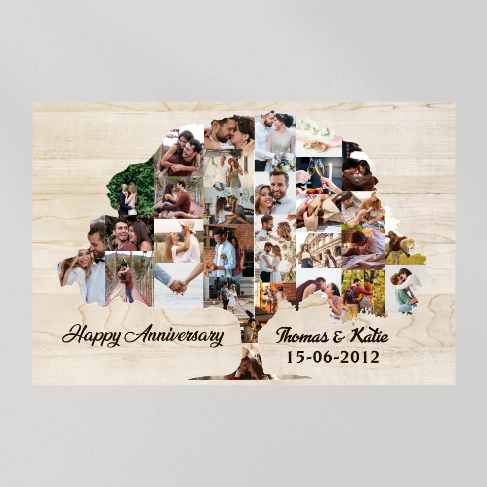 Tree Of Love Photo Collage Custom Canvas Poster Anniversary Gift For Couples