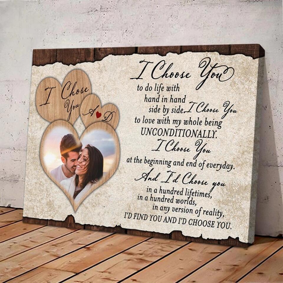 I Choose You To Do Life With Hand In Hand Custom Canvas Poster Anniversary Gift For Couples