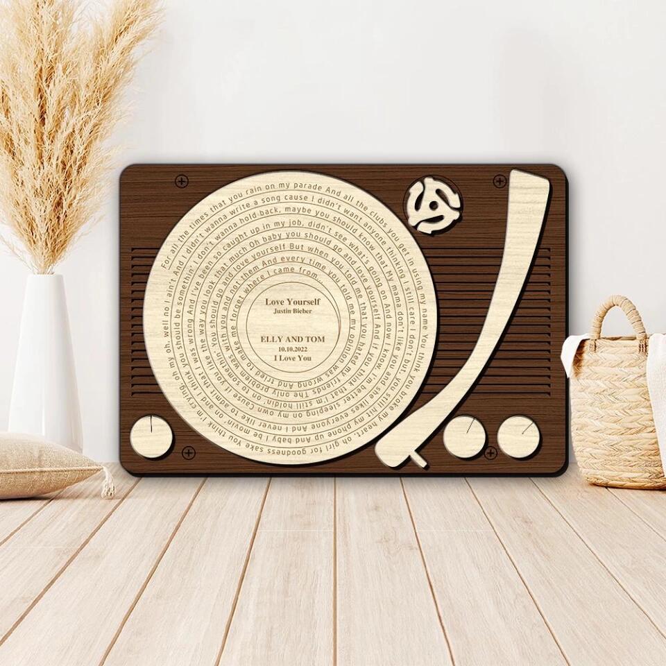 Couple Wooden Sign Vinyl Record Favorite Song Lyrics Custom Wooden Art Anniversary Gift For Couples