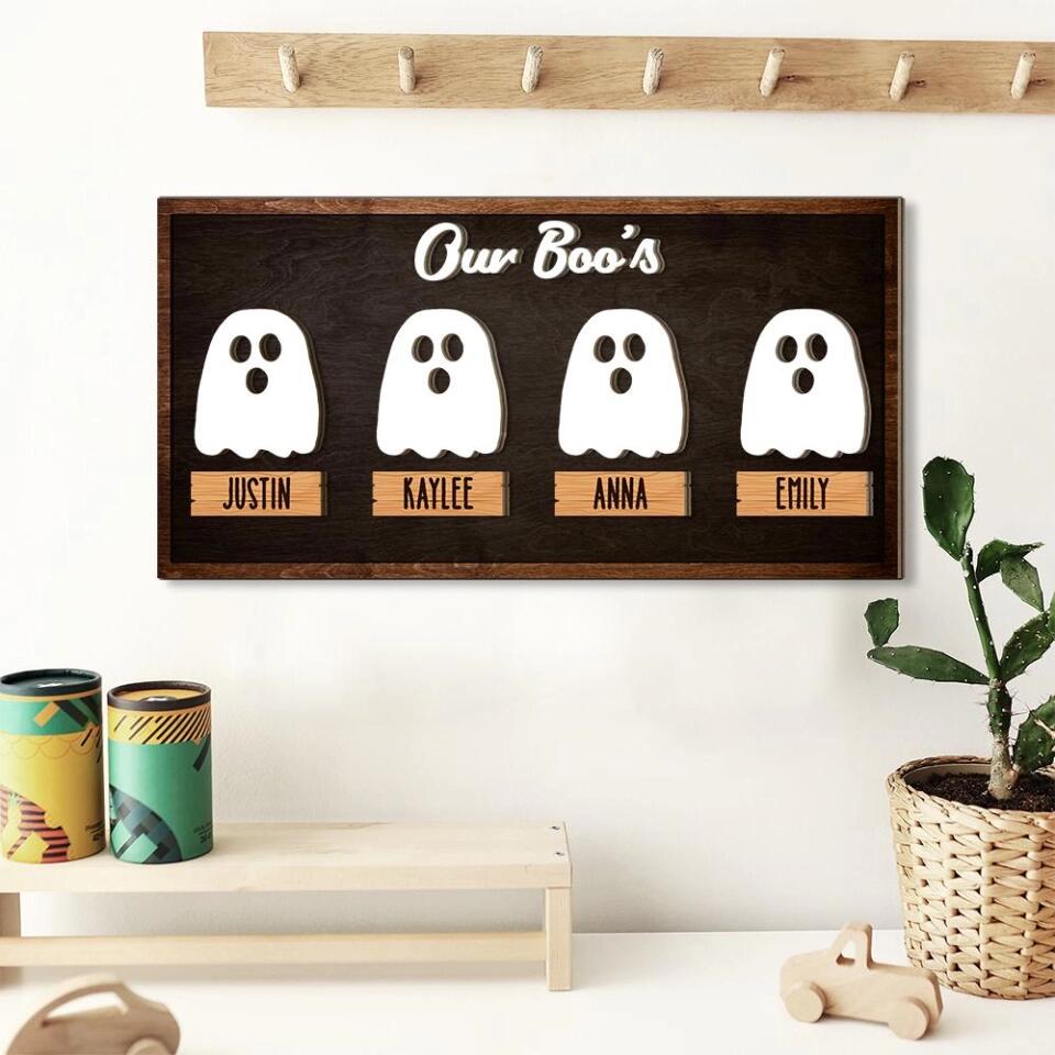 Our Boo's Custom Wooden Art Fun Halloween Gift For Parents