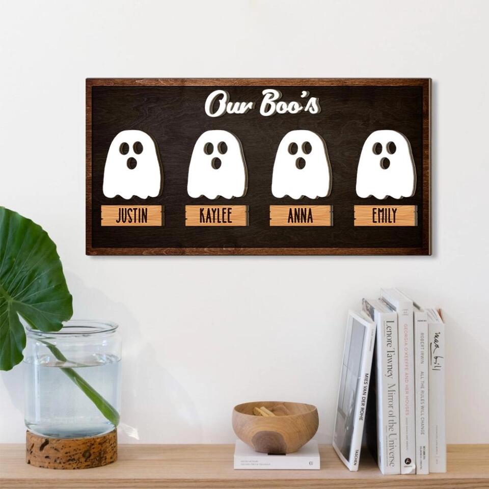 Our Boo's Custom Wooden Art Fun Halloween Gift For Parents