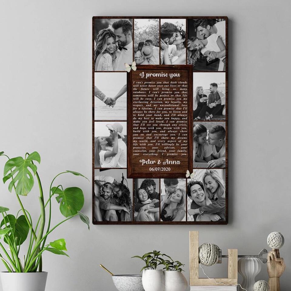 Love Quote Photo Collage Custom Canvas Poster Anniversary Gift For Wife