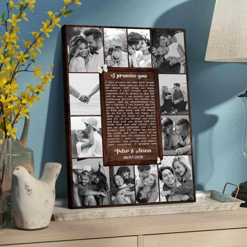 Love Quote Photo Collage Custom Canvas Poster Anniversary Gift For Wife