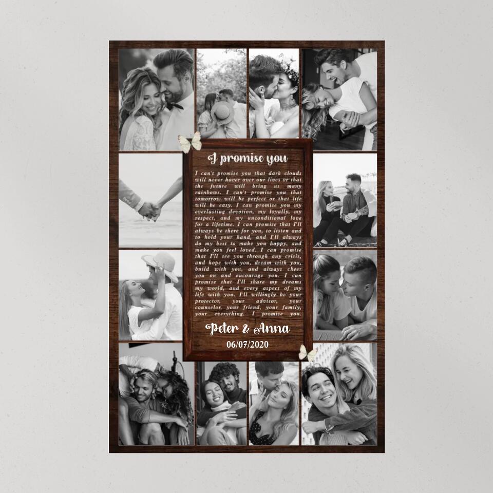 Love Quote Photo Collage Custom Canvas Poster Anniversary Gift For Wife