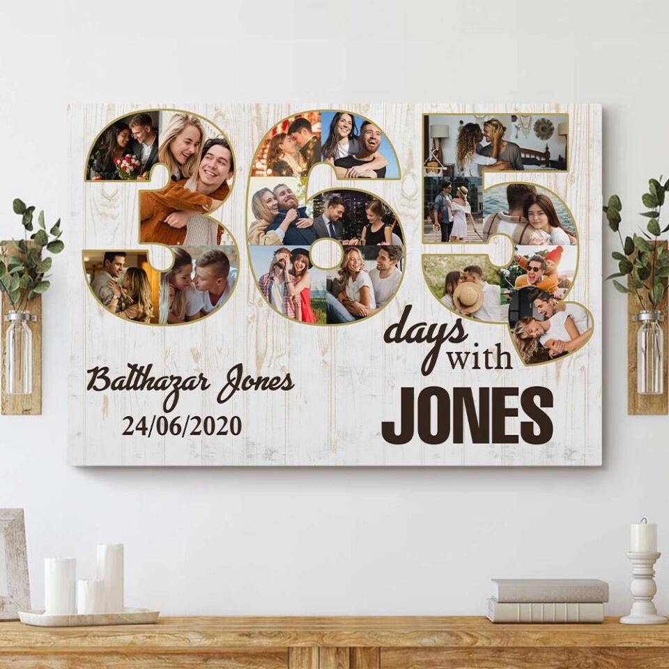 365 Days With My Love Custom Canvas Poster 1 Year Anniversary Gift For Boyfriend
