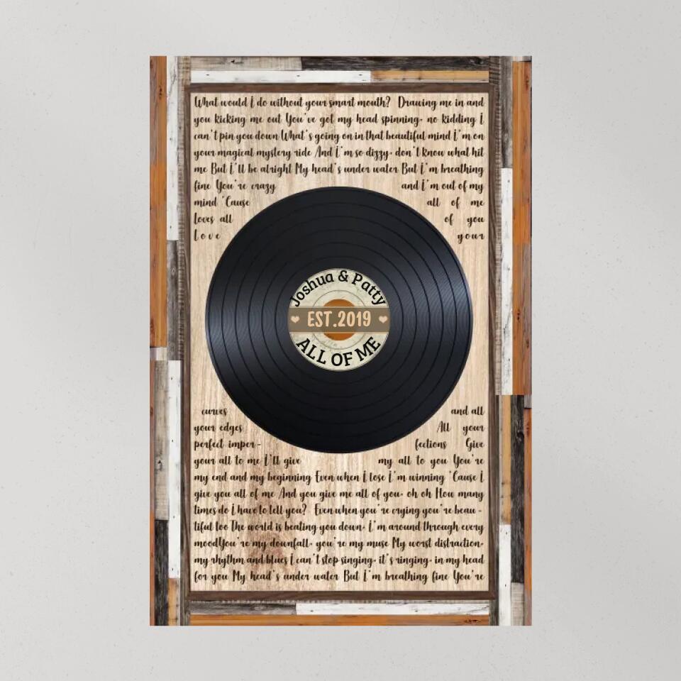 Love Message For Her Vinyl Record Custom Canvas Poster Wedding Gift For Couples