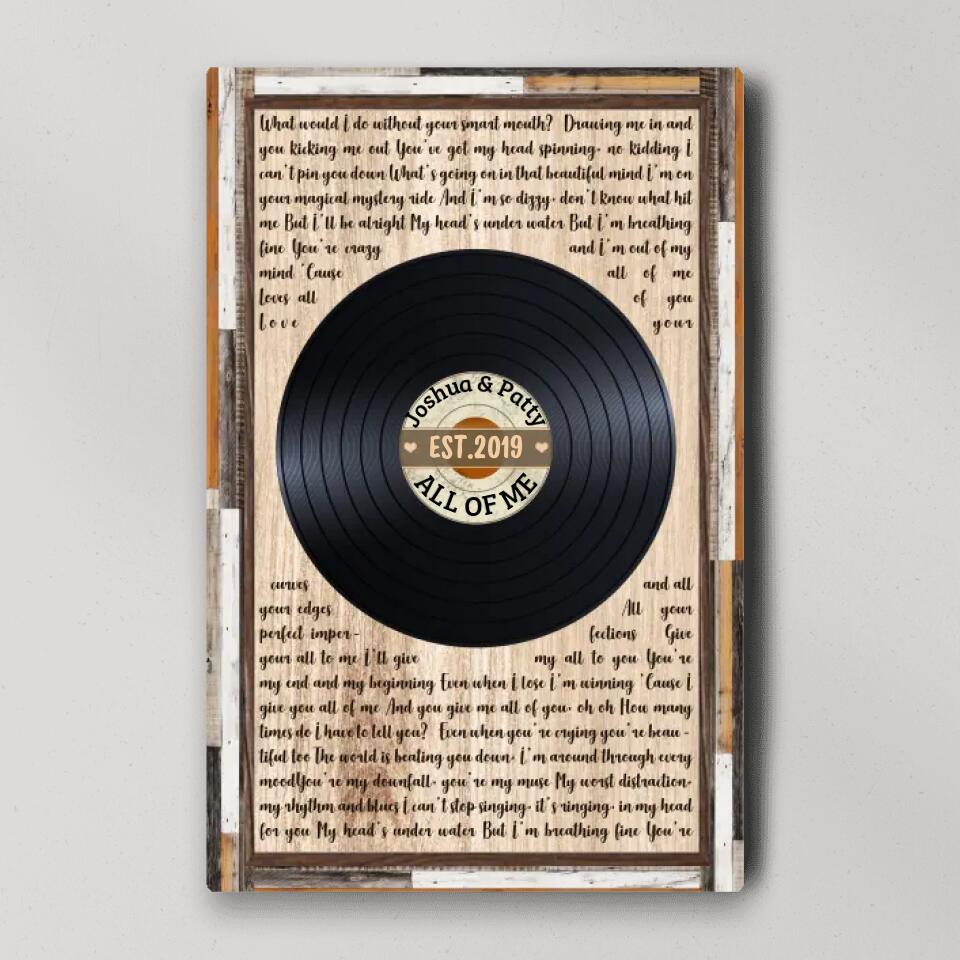Love Message For Her Vinyl Record Custom Canvas Poster Wedding Gift For Couples