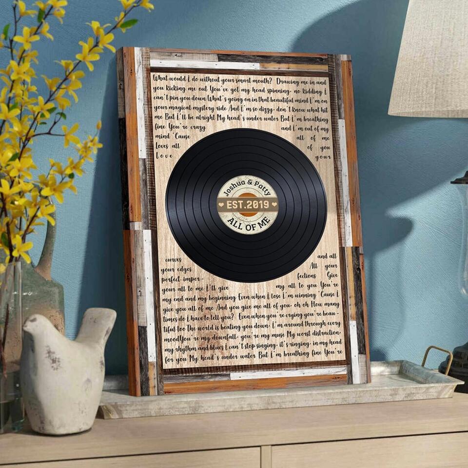Love Message For Her Vinyl Record Custom Canvas Poster Wedding Gift For Couples
