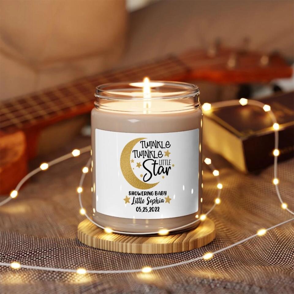 Twinkle Twinkle Little Star - Personalized Scented Candle - Gift for Baby Shower Party