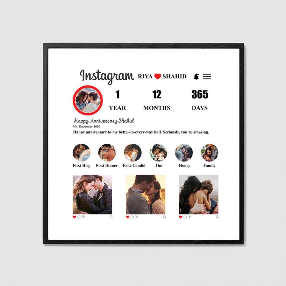 Instagram Collage With Your Own Stories Custom Canvas Poster Anniversary Gift For Couples