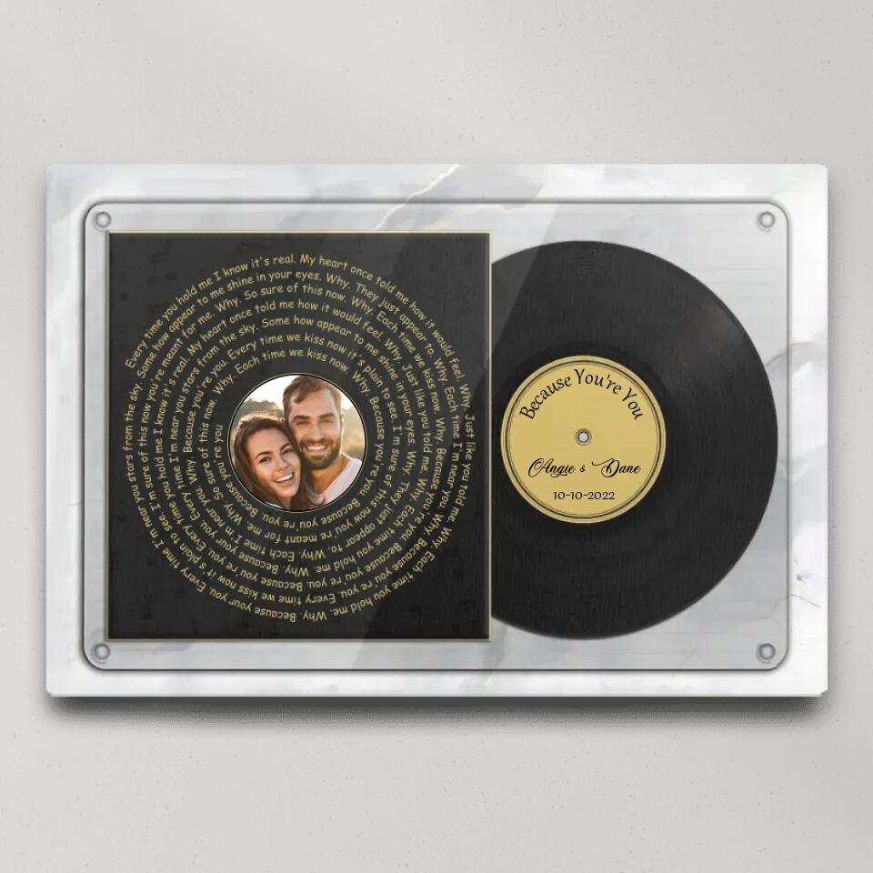 Vinyl Record With Favorite Song Lyrics Custom Canvas Poster Anniversary Gift For Couples