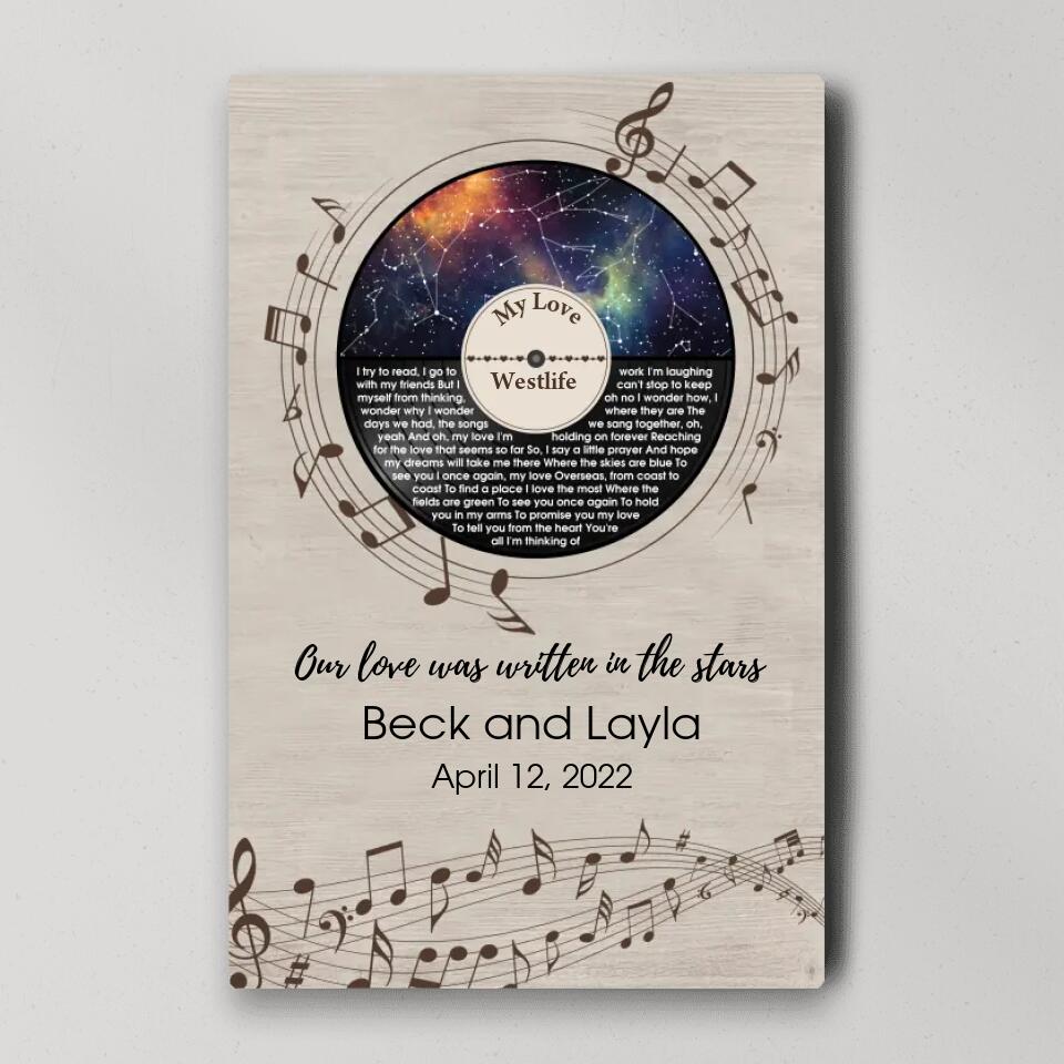 Our Love Was Written In The Stars Custom Canvas Poster Anniversary Gift For Couples