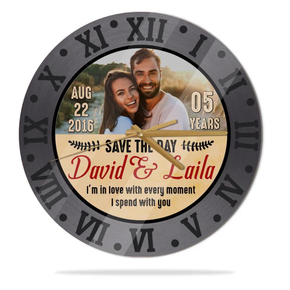 I'm In Love With Every Moment I'm Spend With You - Personalized Wall Clock - Best Gifts for Him Her Couple Parents on Birthdays Anniversaries Valentine - 210IHPNPWC375