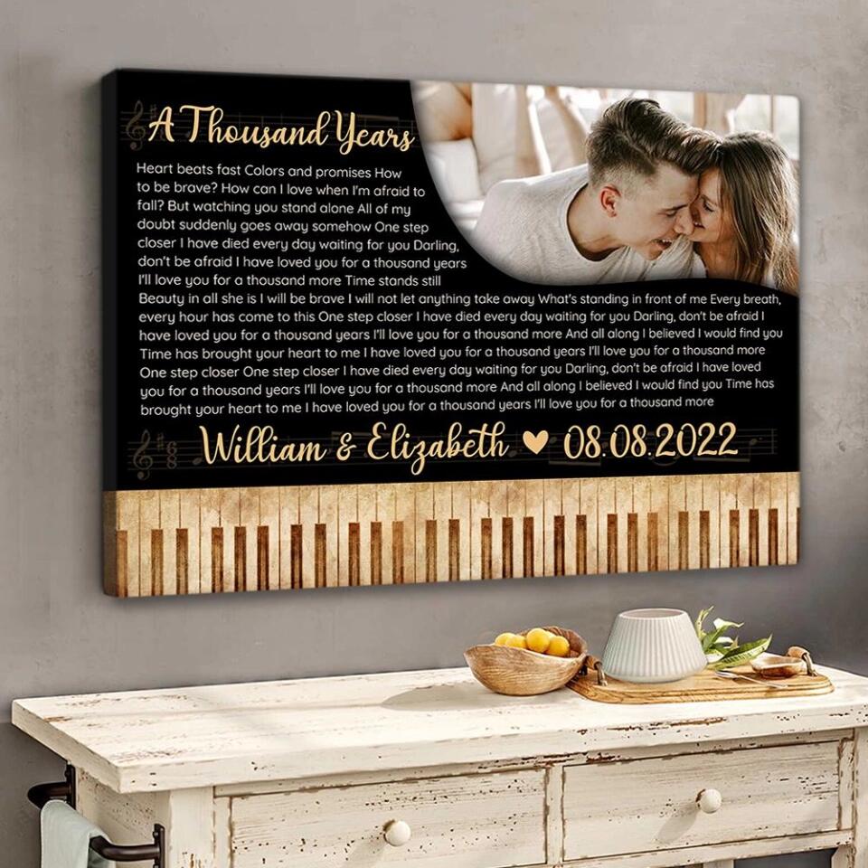 Piano Art Favorite Song Lyrics Custom Canvas Poster Anniversary Gift For Couples