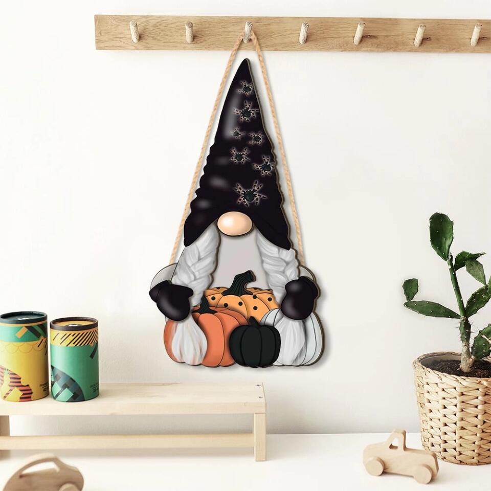 Gnome Trick Or Treat Custom Wooden Art Halloween Gift Housewarming Gift