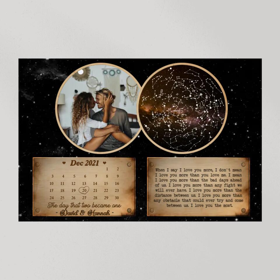 Personalized Valentine Gifts - The Day That Two Become One Custom Star Map Canvas Poster Anniversary Gift For Couples
