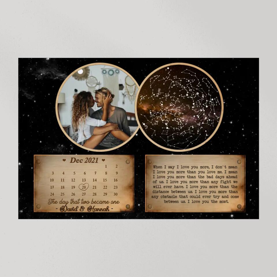 Personalized Valentine Gifts - The Day That Two Become One Custom Star Map Canvas Poster Anniversary Gift For Couples