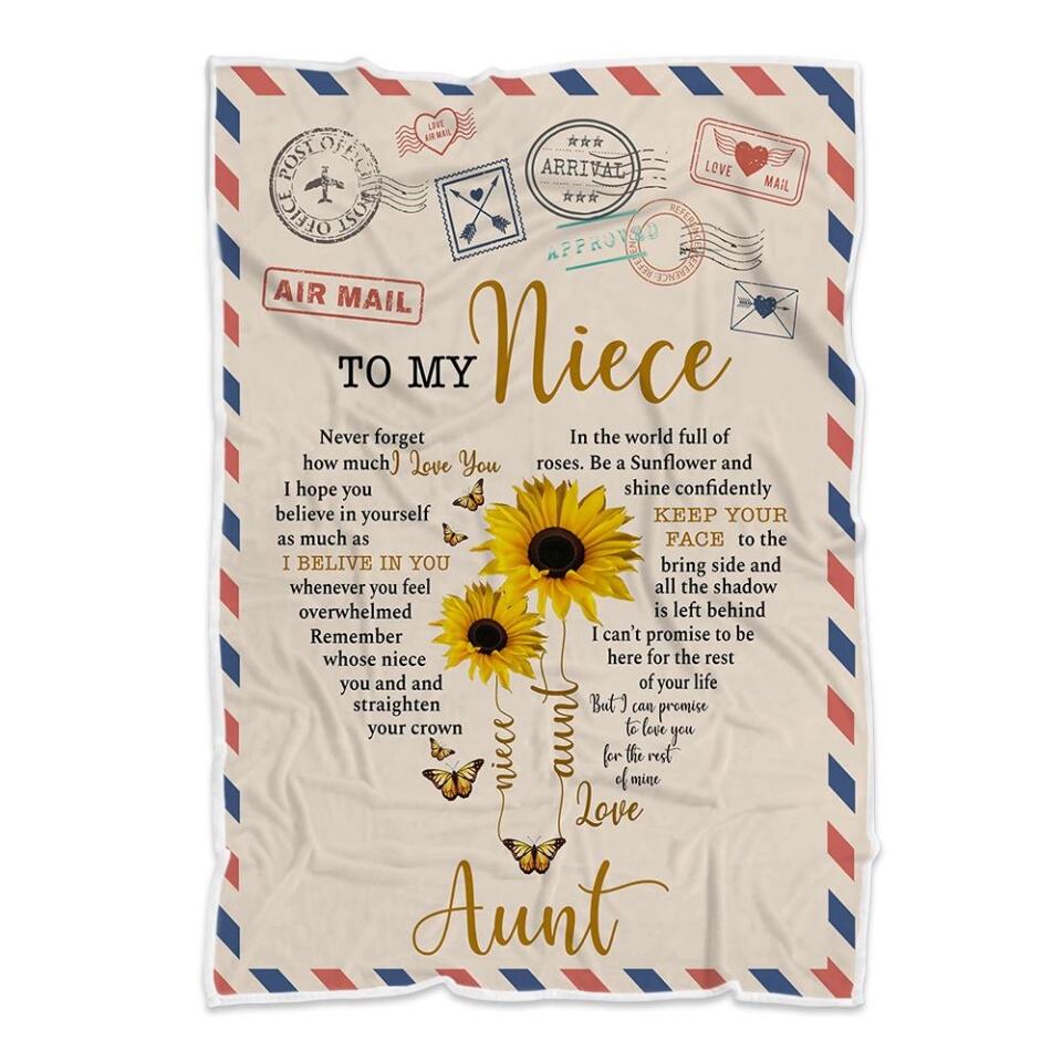 To My Niece - Never Forget How Much I Love You - Personalized Fleece Blanket - Custom Gift for Niece from Aunt - Bedding Decor