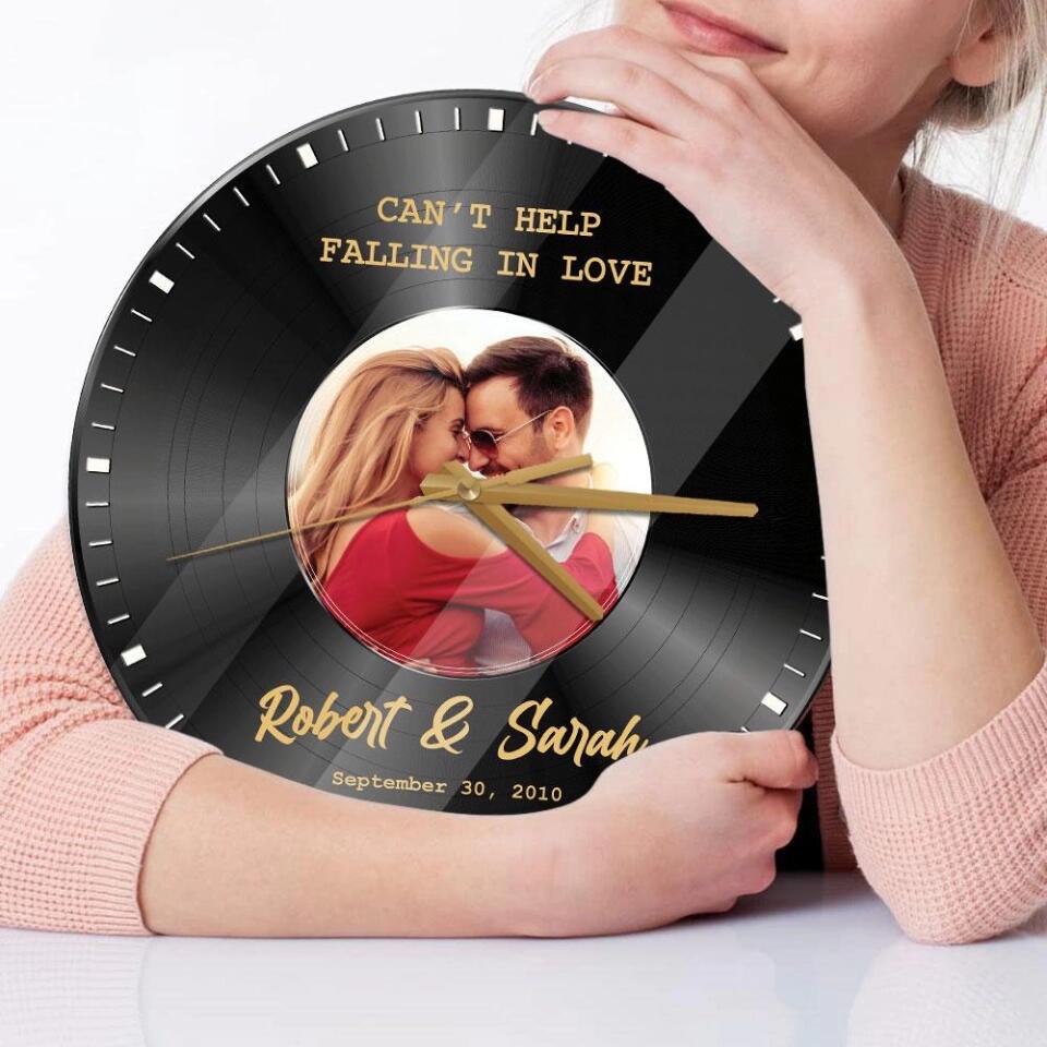 Vinyl Record Wall Clock - Best Anniversary Personalized Gift for Couple, Husband And Wife - Perfect Gift Home Decor, Wall Clock - 210IHNLNWC728