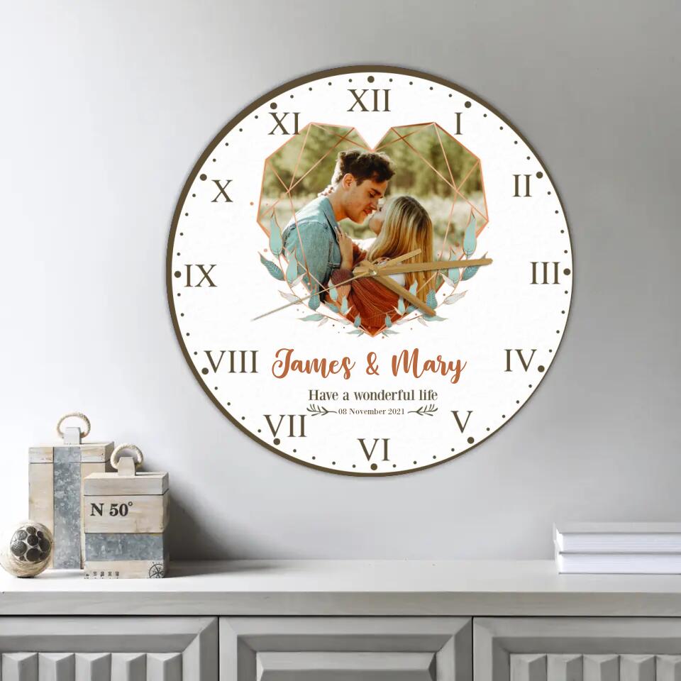 Personalized Anniversary Wall Clock - Best Gift for Her/ Wife - Meaningful Home Decor for Husband and Wife - 210IHNLNWC726