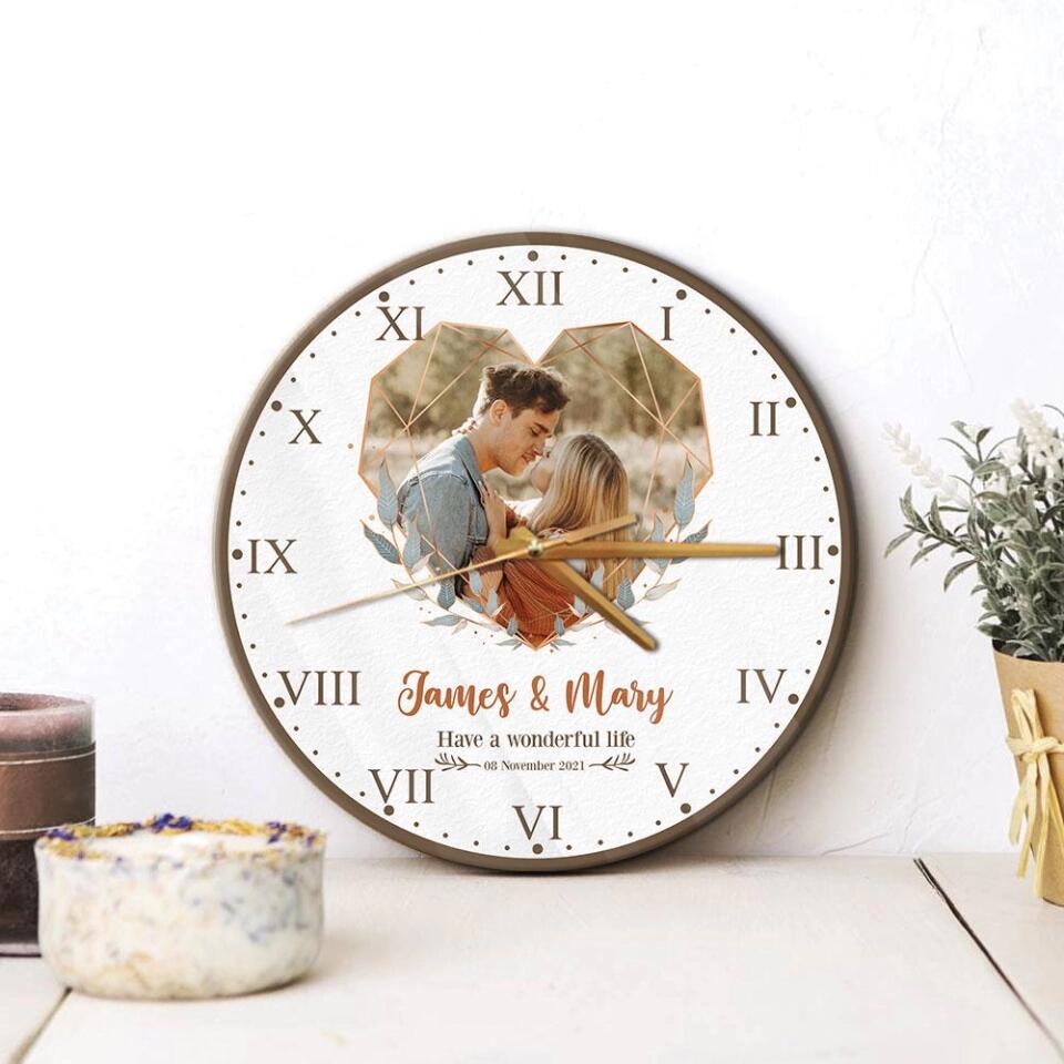 Personalized Anniversary Wall Clock - Best Gift for Her/ Wife - Meaningful Home Decor for Husband and Wife - 210IHNLNWC726