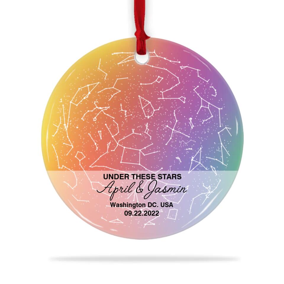 Under These Stars Personalized Star Map Ornament Christmas Gift for Lesbian Couple