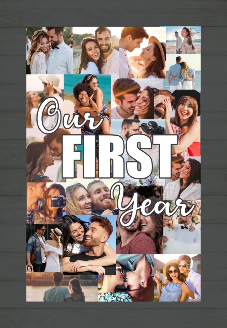 Our First Year Photo Collage Custom Canvas Poster 1 Year Anniversary Gift For Couples