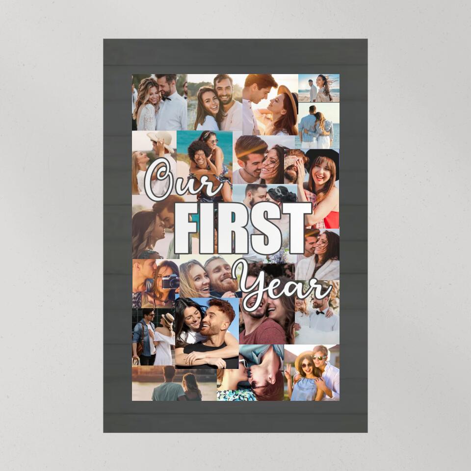 Our First Year Photo Collage Custom Canvas Poster 1 Year Anniversary Gift For Couples