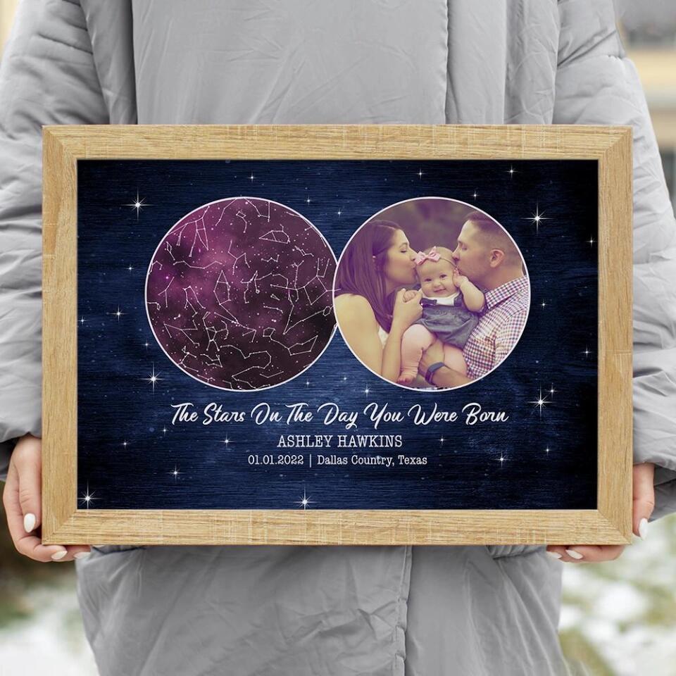 The Stars On The Day You Were Born Custom Canvas Poster Birthday Gifts For Him For Her