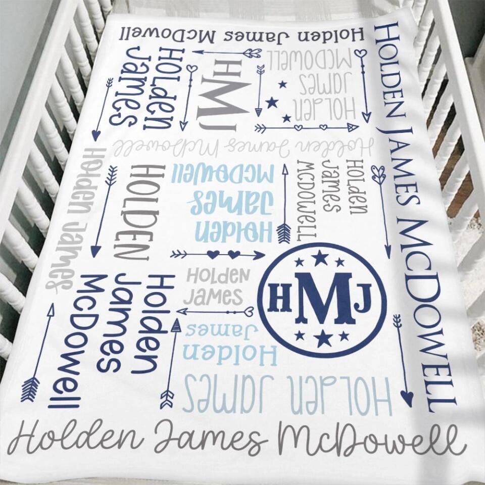 Personalized Gift for Baby- Birthday Gift, Full month baby Gift - Custom Name Fleece Blanket - 209IHNBNBL548