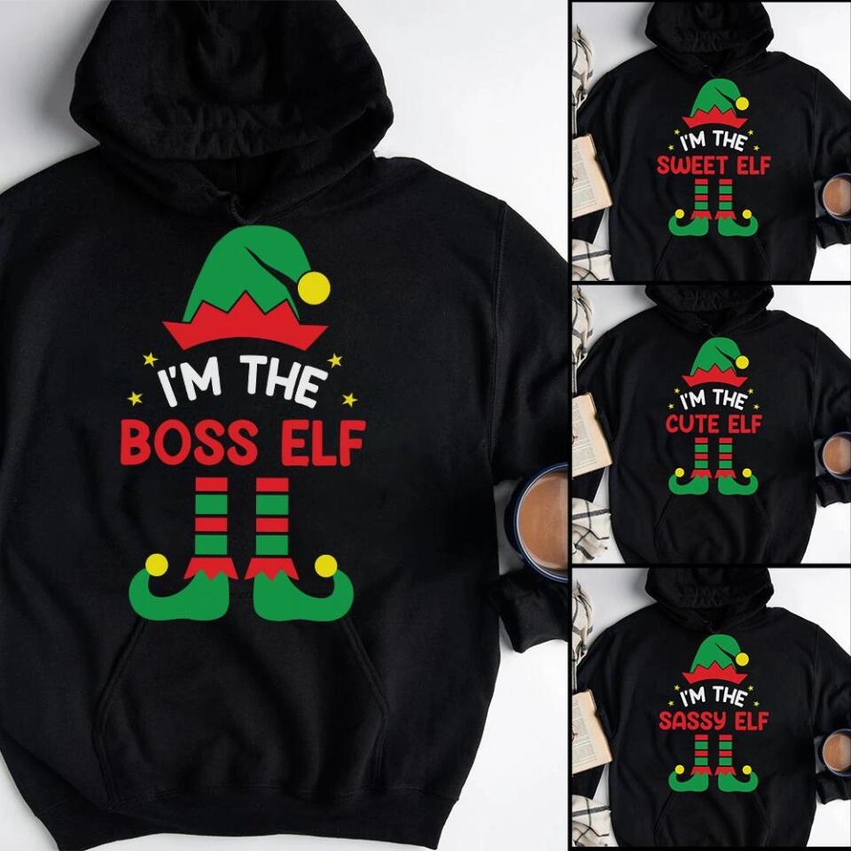 Elf Matching Family Tshirt Christmas Gift - I'm the Boss Elf - Funny Xmas Gift for Boss