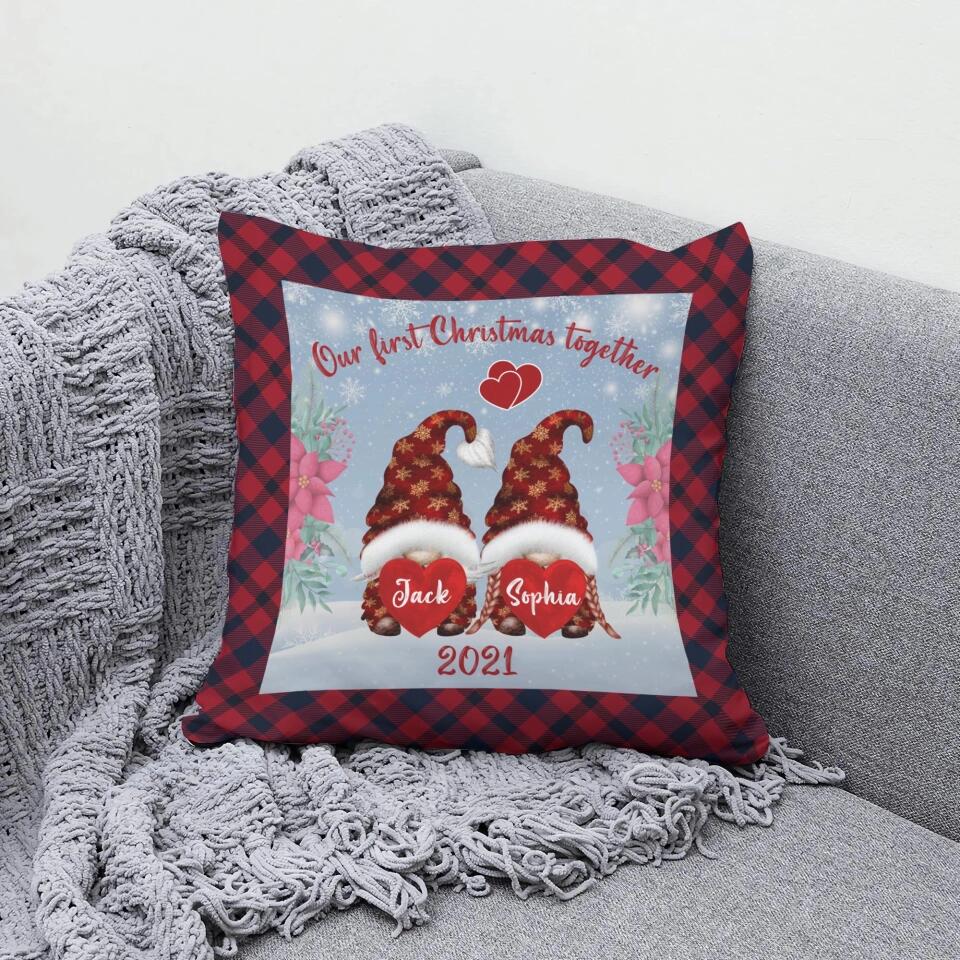 Gnomes Our First Christmas Together Custom Pillow Christmas Gifts For Couples