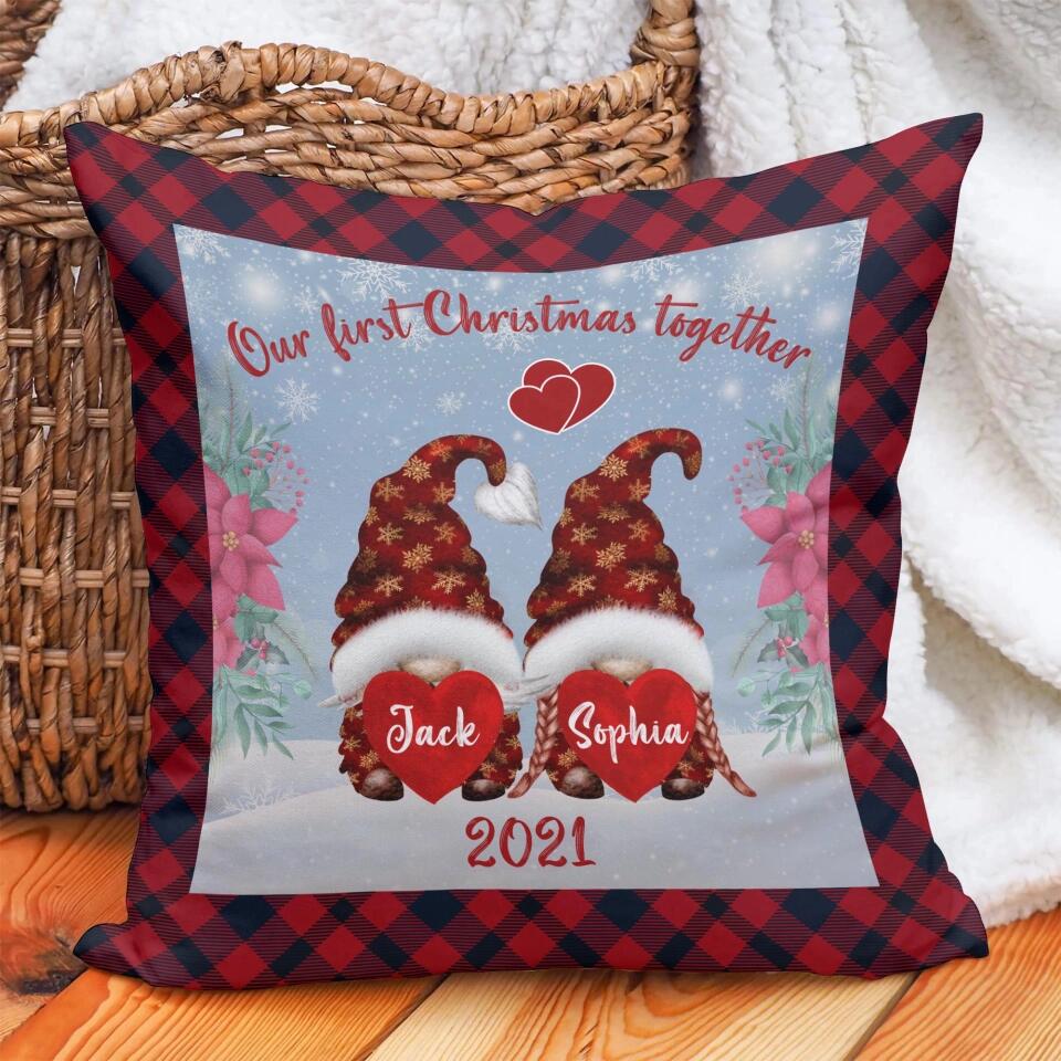 Gnomes Our First Christmas Together Custom Pillow Christmas Gifts For Couples