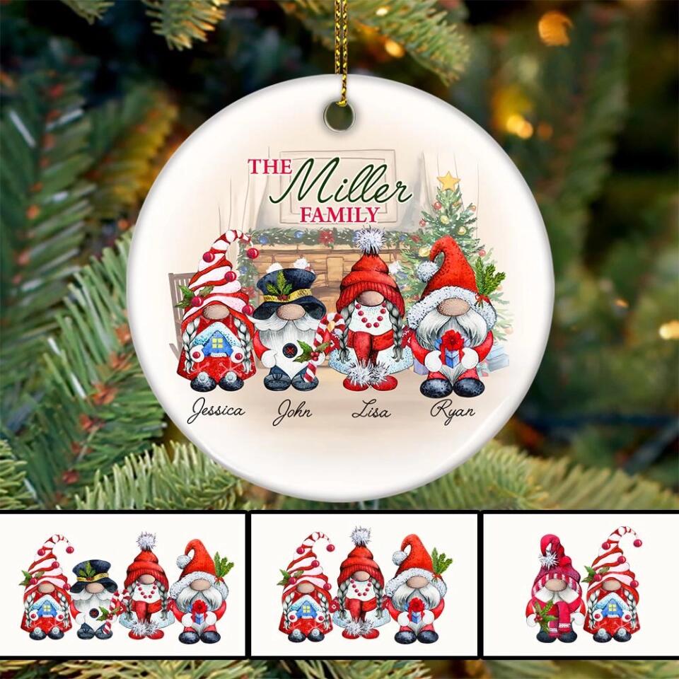 The Gnome Family Personalized Ceramic Ornament Gift For Christmas For Family