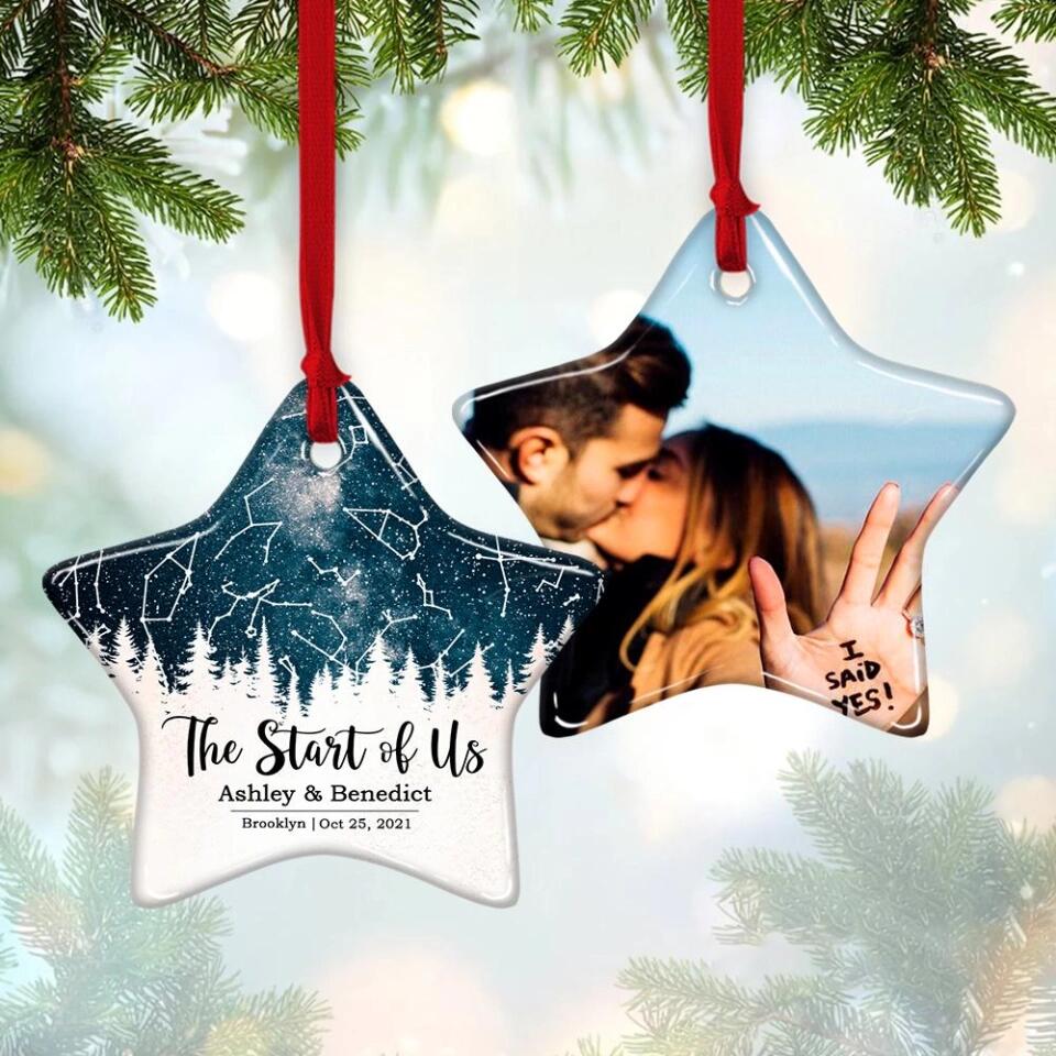 The Start Of Us - Personalized Photo Ceramic Ornament - Gift For Him, Her