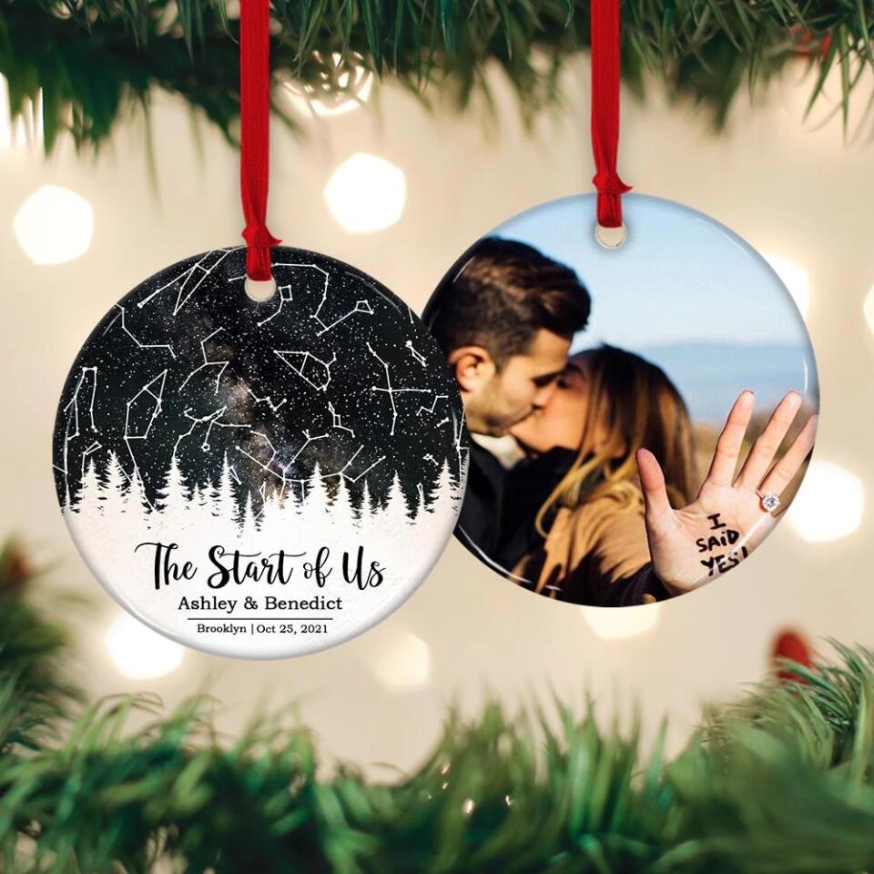The Start Of Us - Personalized Photo Ceramic Ornament - Gift For Him, Her