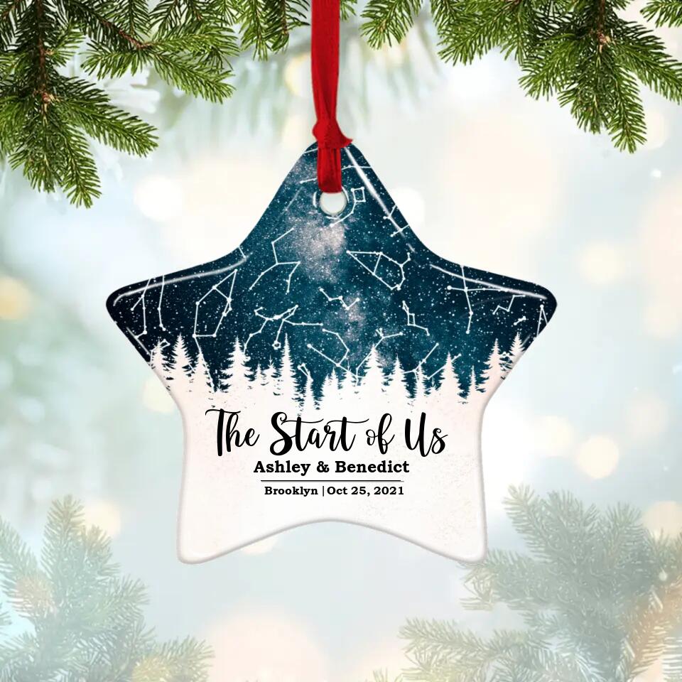 The Start Of Us - Personalized Photo Ceramic Ornament - Gift For Him, Her