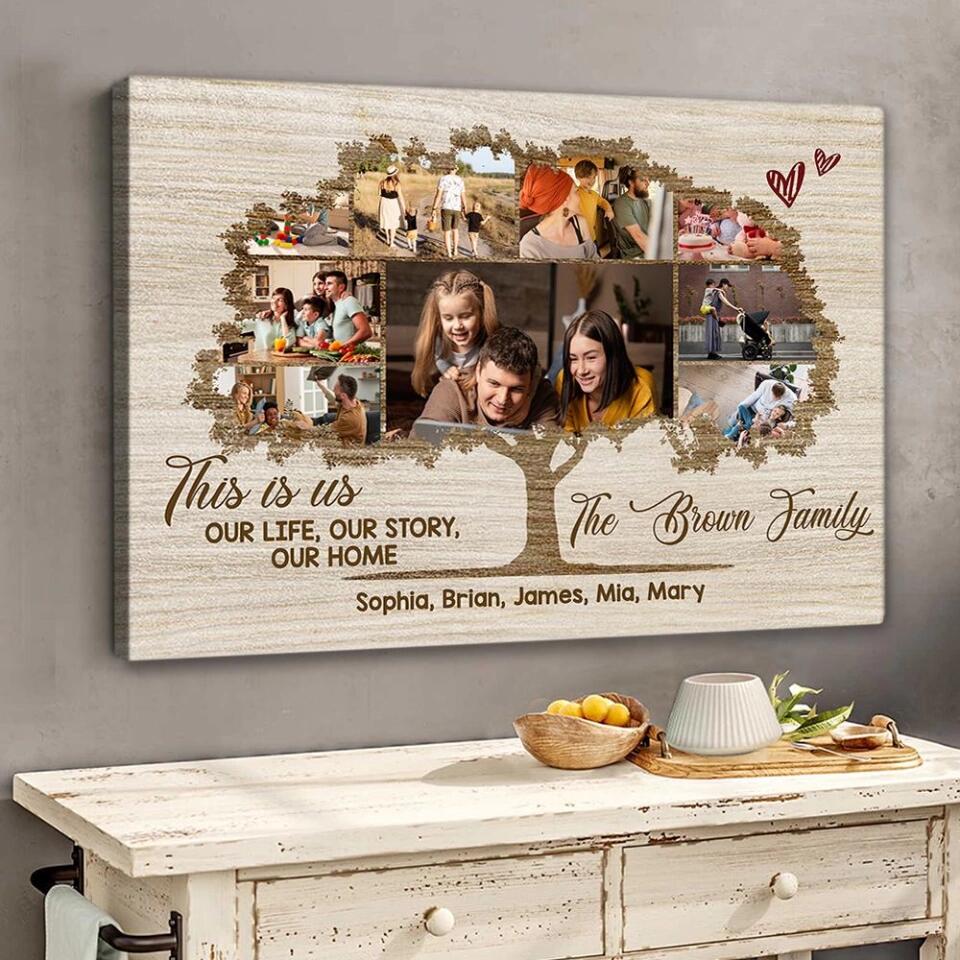 This Is Us Our Life Our Story Our Home Family Tree Custom Canvas Poster Anniversary Gift For Parents