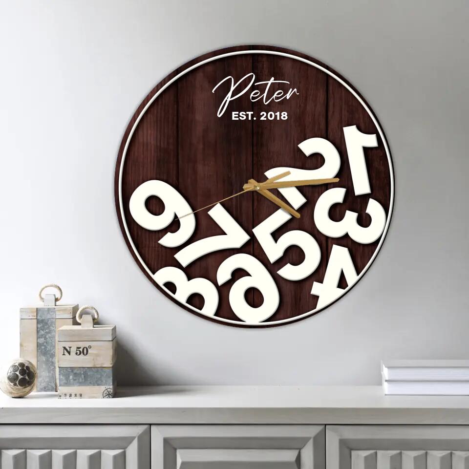 Number Counting Custom Wall Clock Funny Birthday Gift For Son