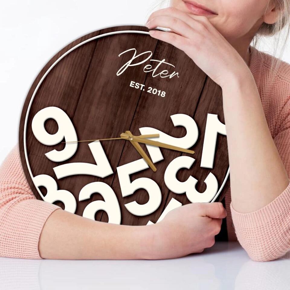 Number Counting Custom Wall Clock Funny Birthday Gift For Son