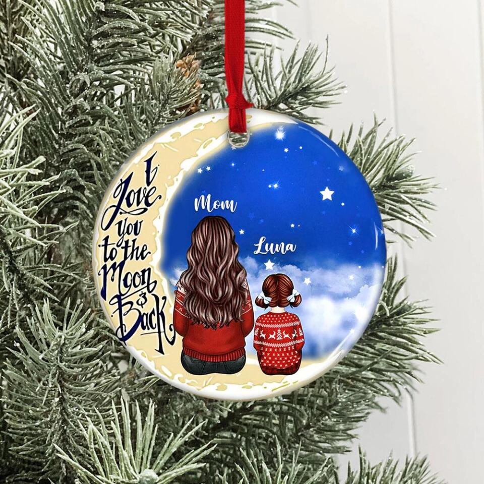 I Love You To The Moon And Back Personalized Ceramic Ornament
