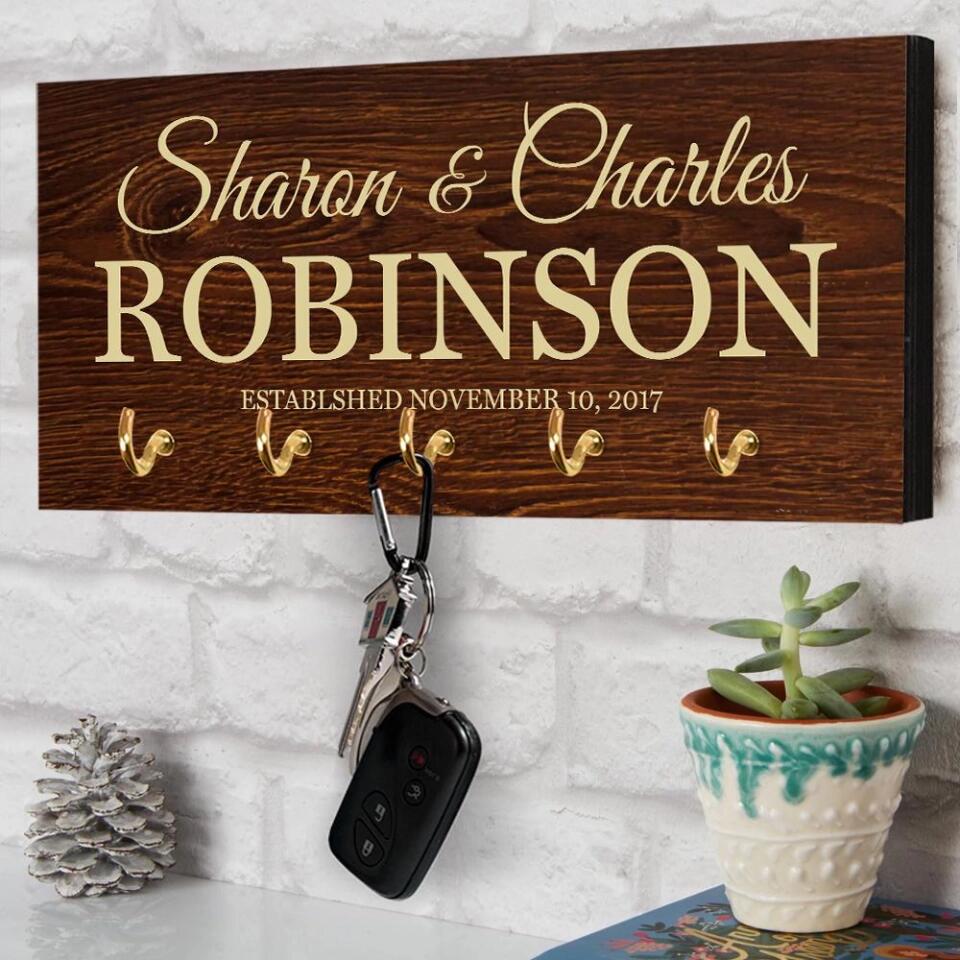 Home Sweet Home - House Warming Present Idea - Custom Key Holder - Anniversary Gift For Parents