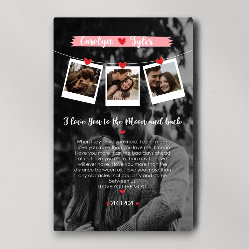 I Love You To The Moon And Back Love Quote Custom Canvas Poster Anniversary Gift For Couples