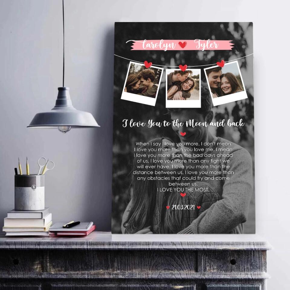 I Love You To The Moon And Back Love Quote Custom Canvas Poster Anniversary Gift For Couples