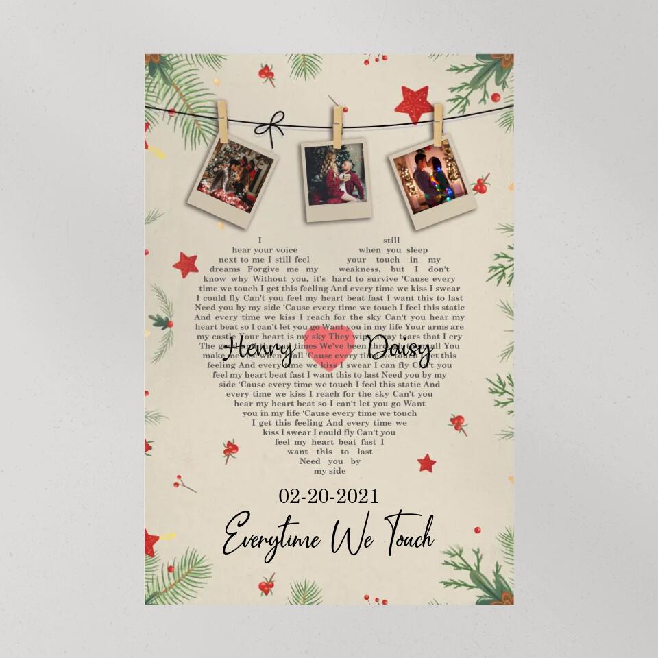 Christmas Decor Photo And Favorite Song Lyrics Custom Canvas Poster Christmas Gift For Couples