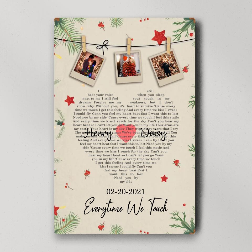 Christmas Decor Photo And Favorite Song Lyrics Custom Canvas Poster Christmas Gift For Couples